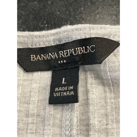 Banana Republic gray ribbed wrap front v neck long sleeve top LG - Picture 2 of 7